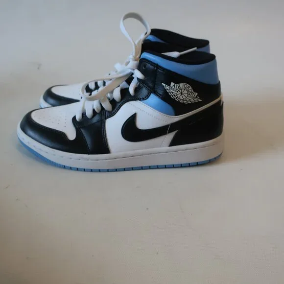 NWOT Womens Air Jordan Mid Top Black, Blue, White Leather Sneakers 7.5 - Picture 3 of 8